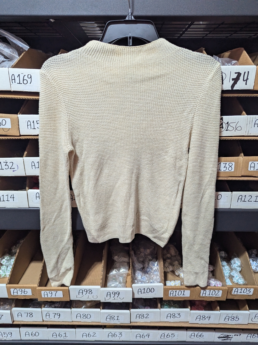 Express Cream Waffle Knit Long Sleeve Top XS
